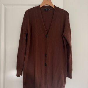devotion by cyrus women’s brown knit long button cardigan sweater size large